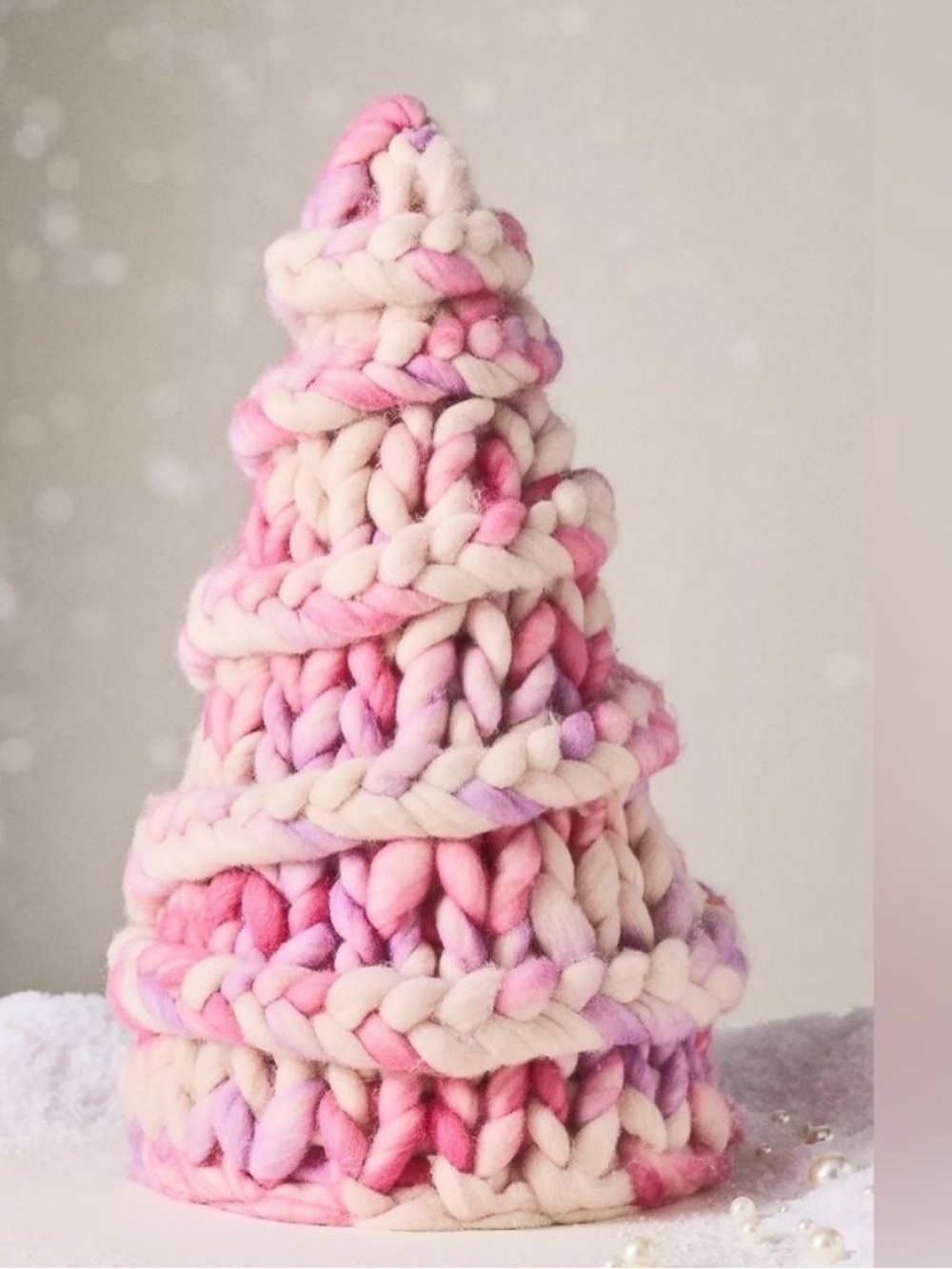 ❤️Handmade Pink & Purple Knitted Tree NWT- Anthropologie!